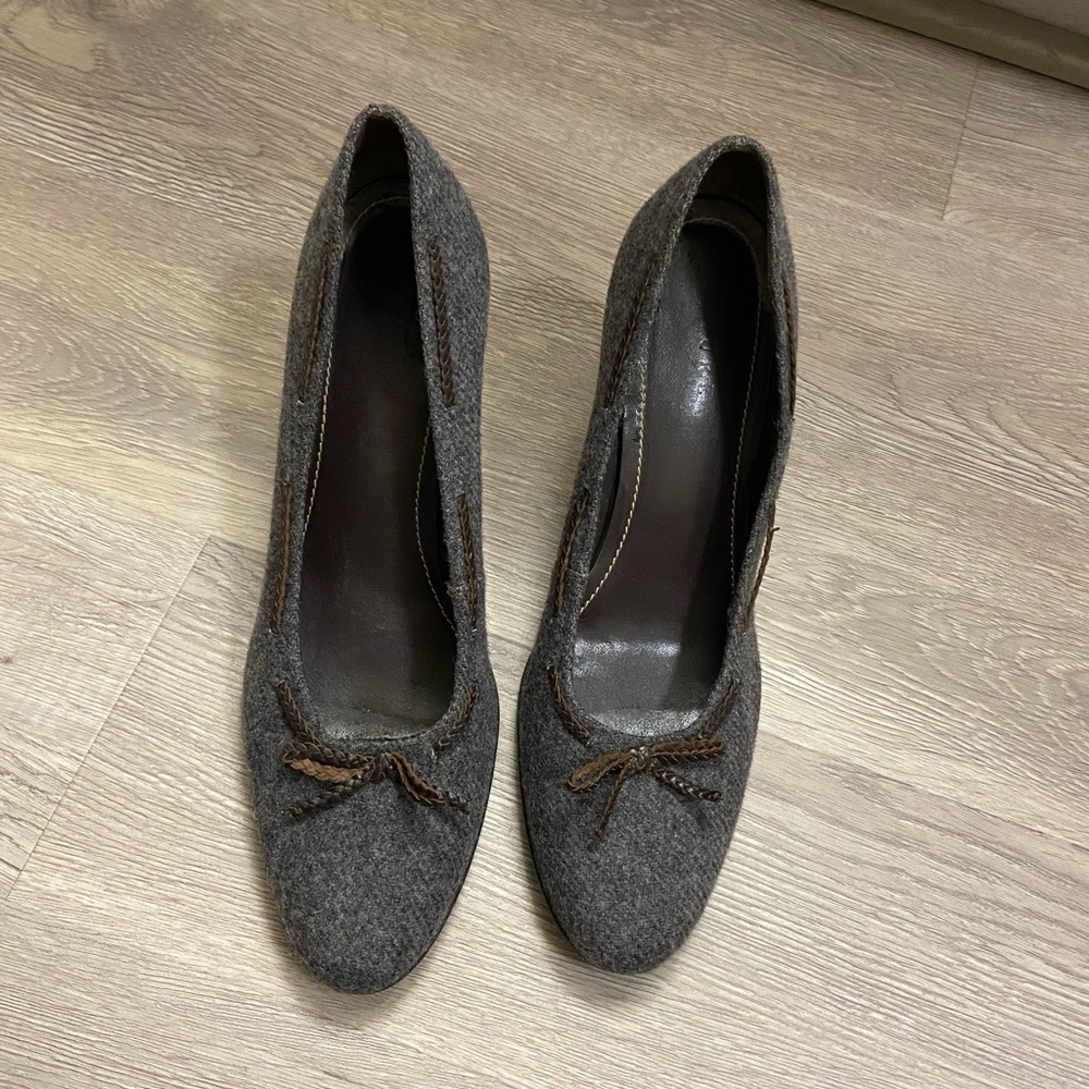 Ralph Lauren wool and leather braided heels